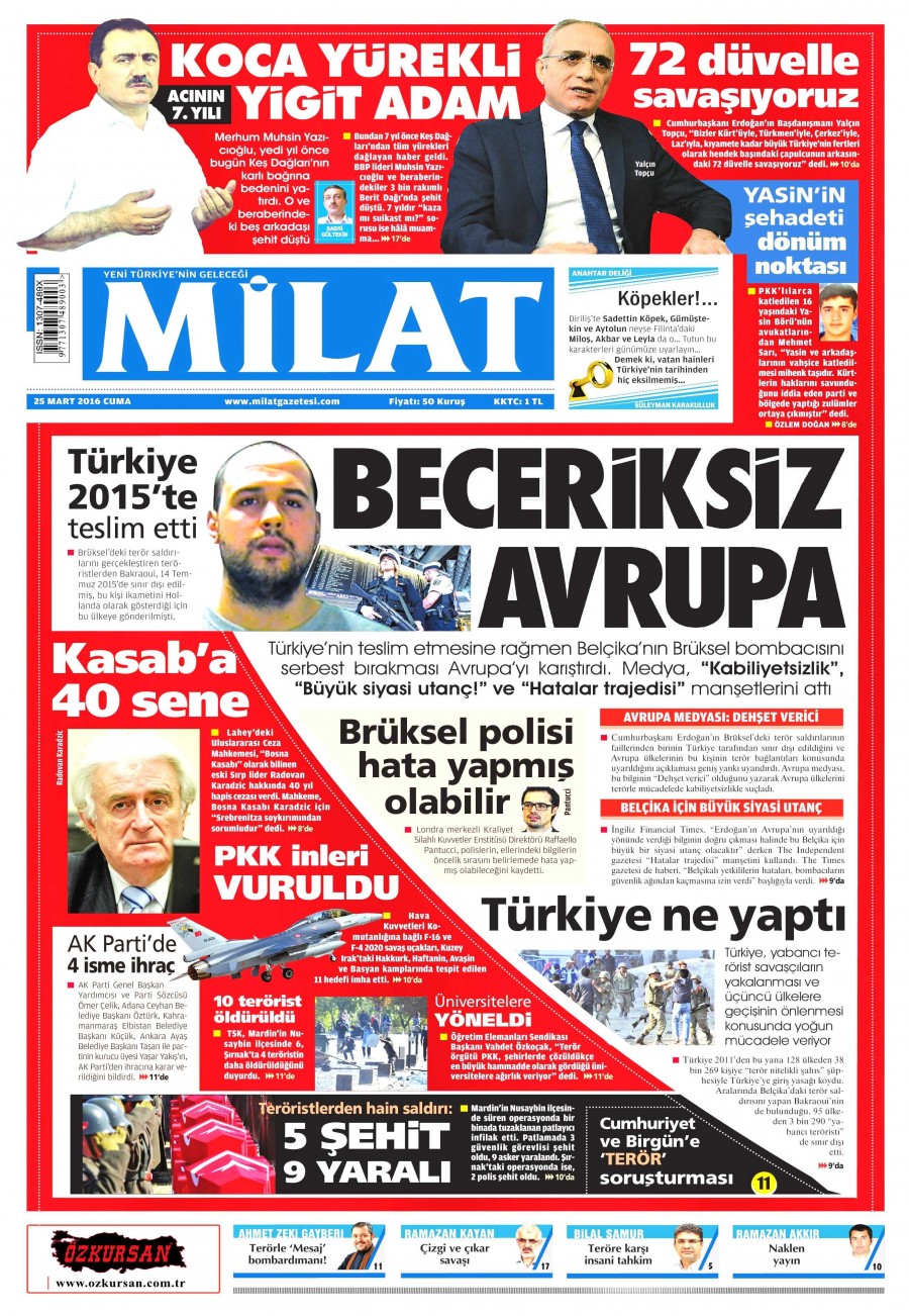 25 Mart 2016 gazete manşetleri - 618