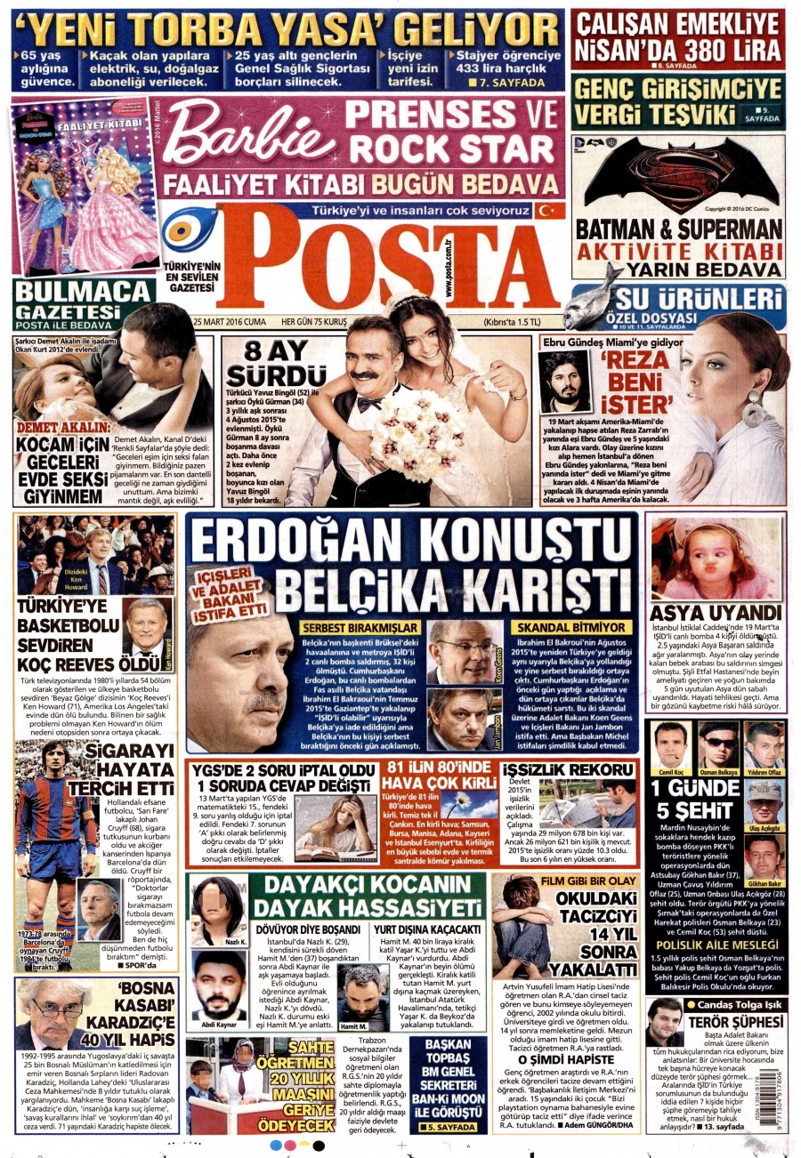 25 Mart 2016 gazete manşetleri - 741