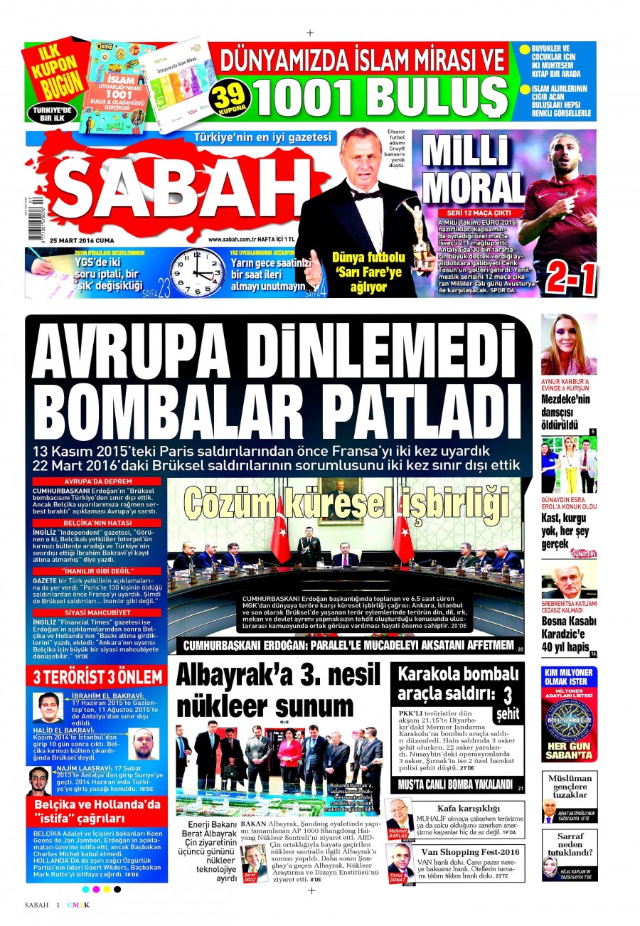 25 Mart 2016 gazete manşetleri - 750