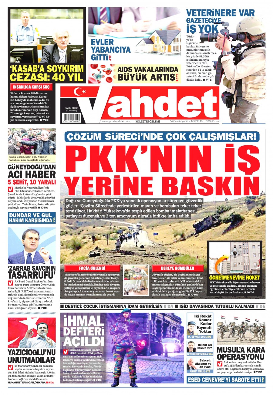 25 Mart 2016 gazete manşetleri - 589