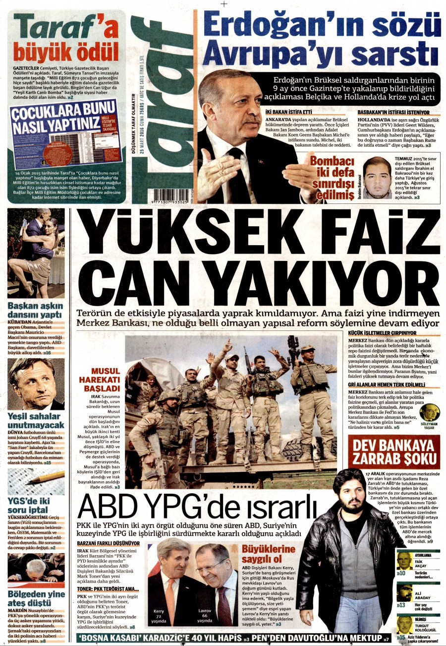 25 Mart 2016 gazete manşetleri - 862