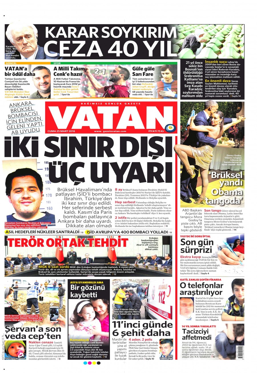 25 Mart 2016 gazete manşetleri - 700