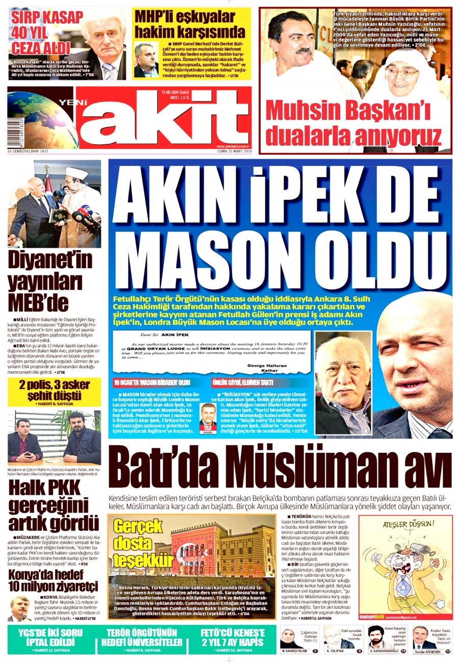 25 Mart 2016 gazete manşetleri - 810