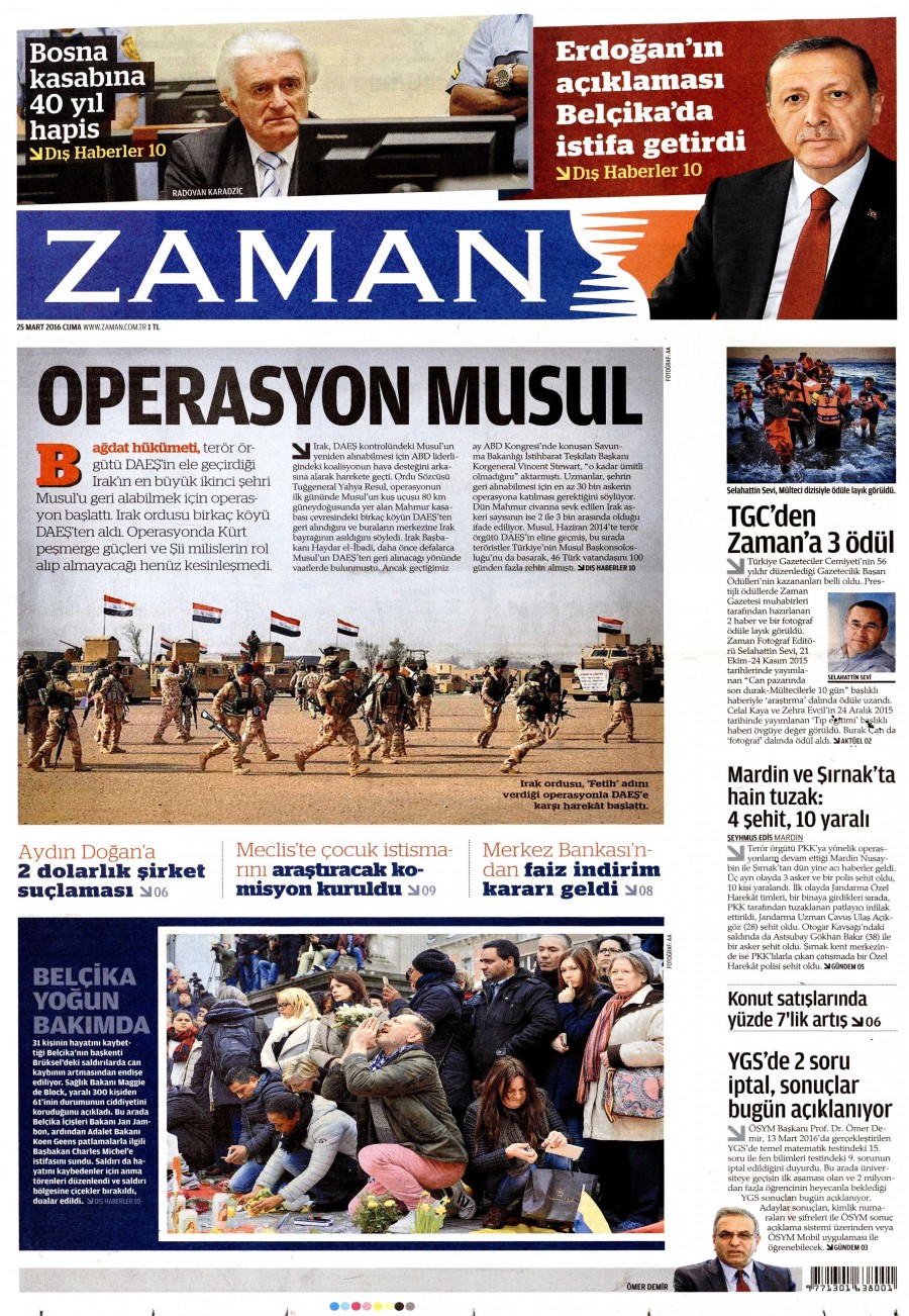25 Mart 2016 gazete manşetleri - 887