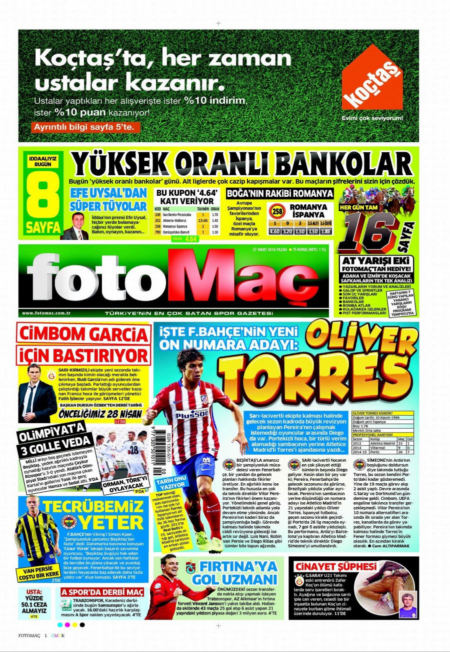 27 Mart 2016 gazete manşetleri - 776