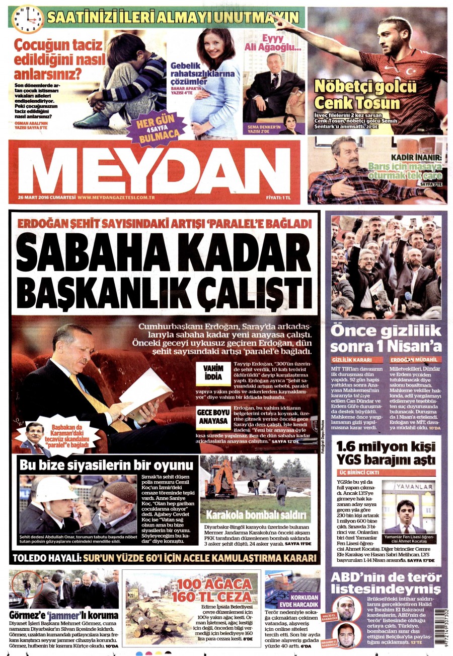27 Mart 2016 gazete manşetleri - 534