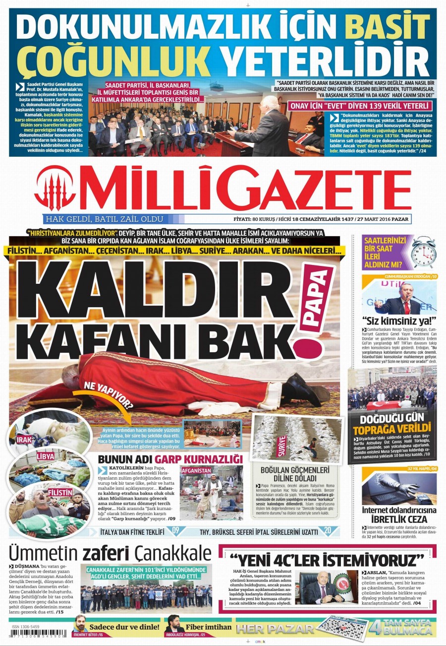 27 Mart 2016 gazete manşetleri - 630