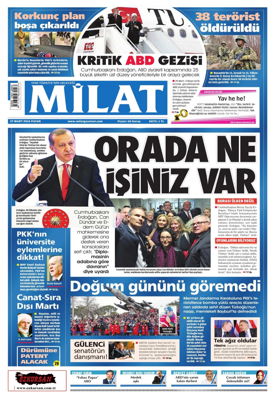 27 Mart 2016 gazete manşetleri - 816