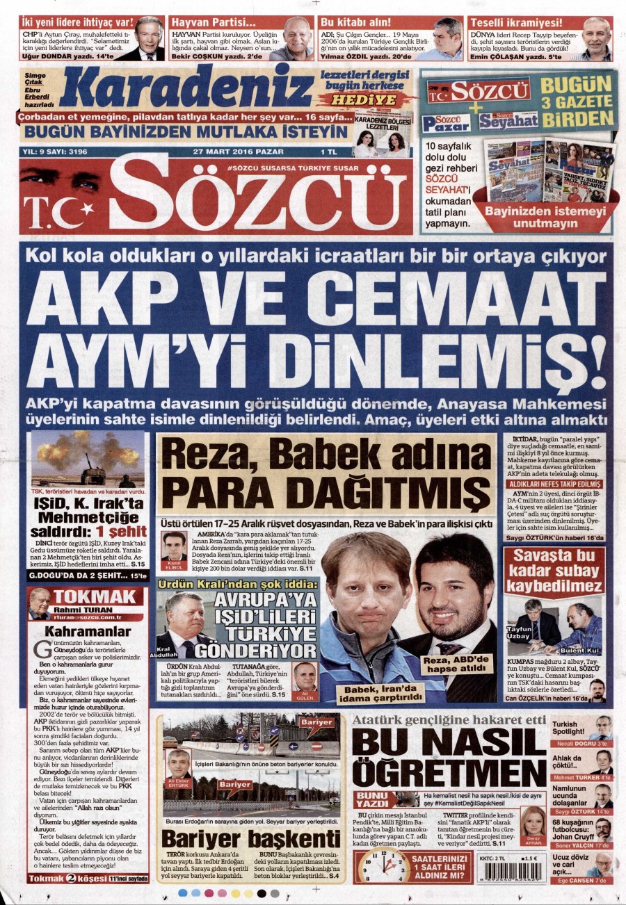 27 Mart 2016 gazete manşetleri - 773