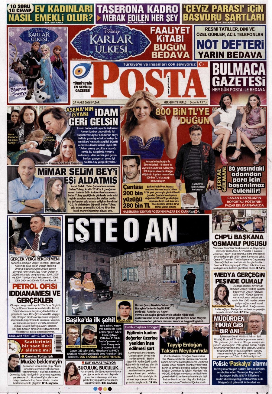 27 Mart 2016 gazete manşetleri - 666