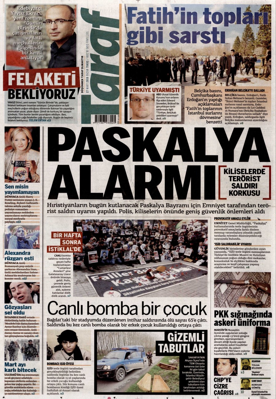 27 Mart 2016 gazete manşetleri - 722
