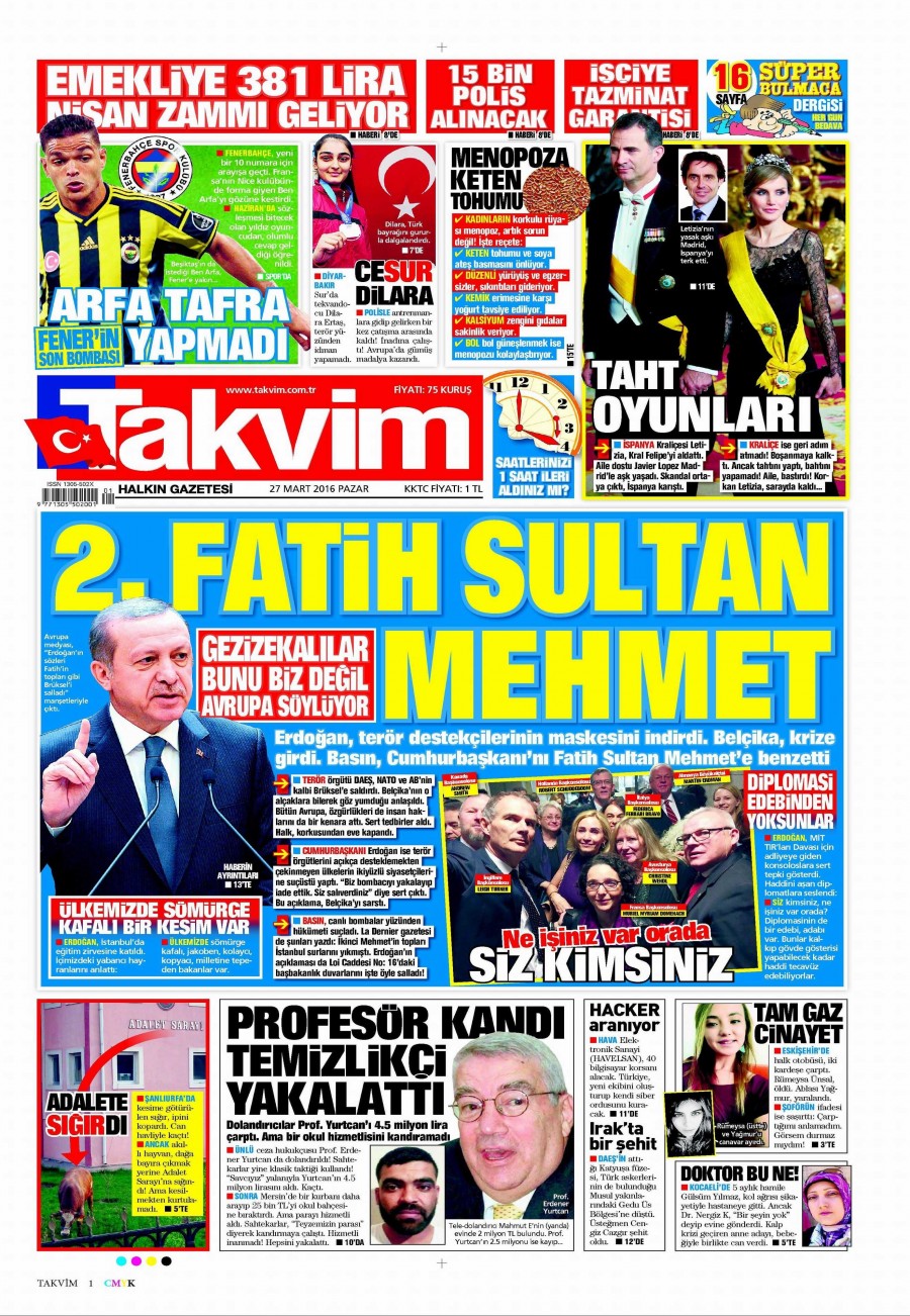 27 Mart 2016 gazete manşetleri - 849