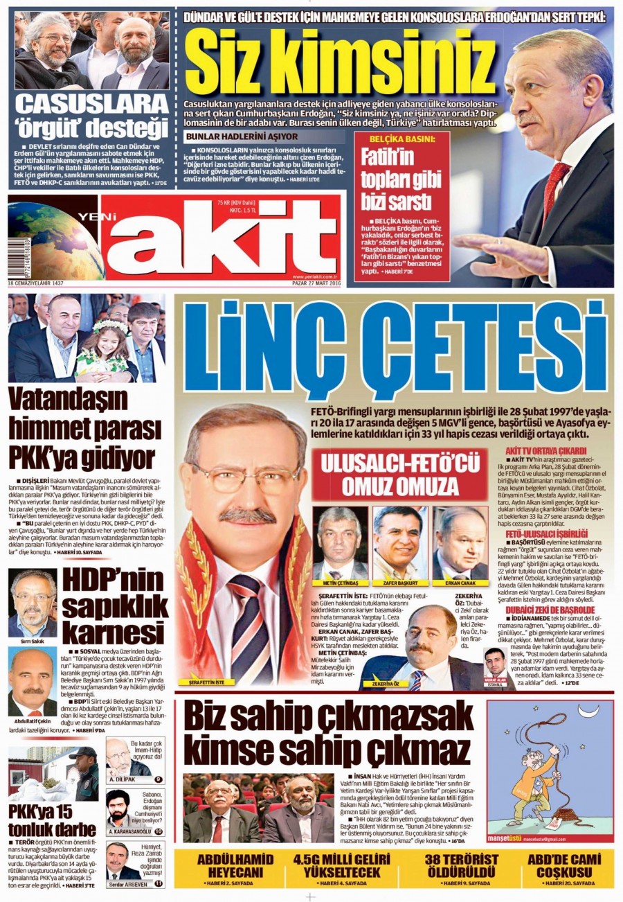 27 Mart 2016 gazete manşetleri - 572