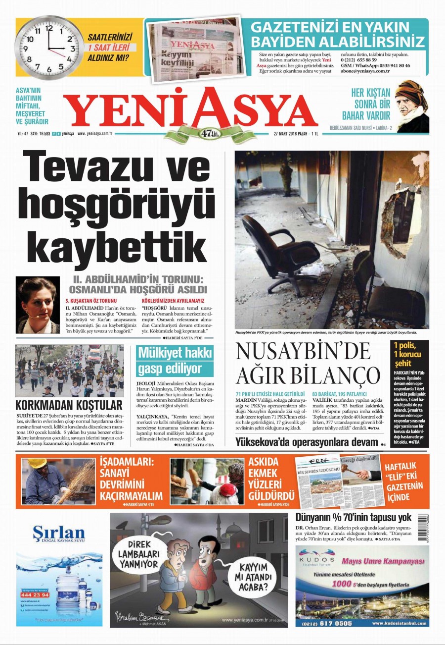 27 Mart 2016 gazete manşetleri - 699