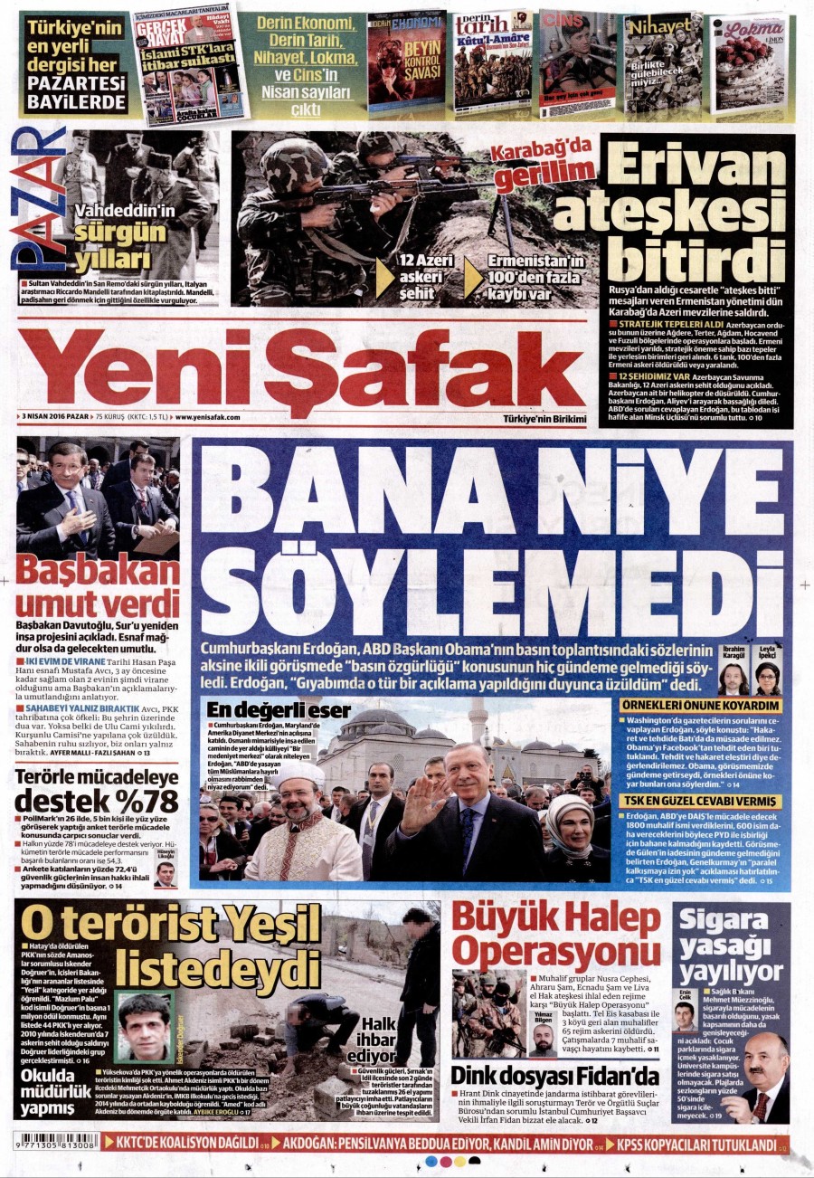 3 Nisan 2016 gazete manşetleri - 809