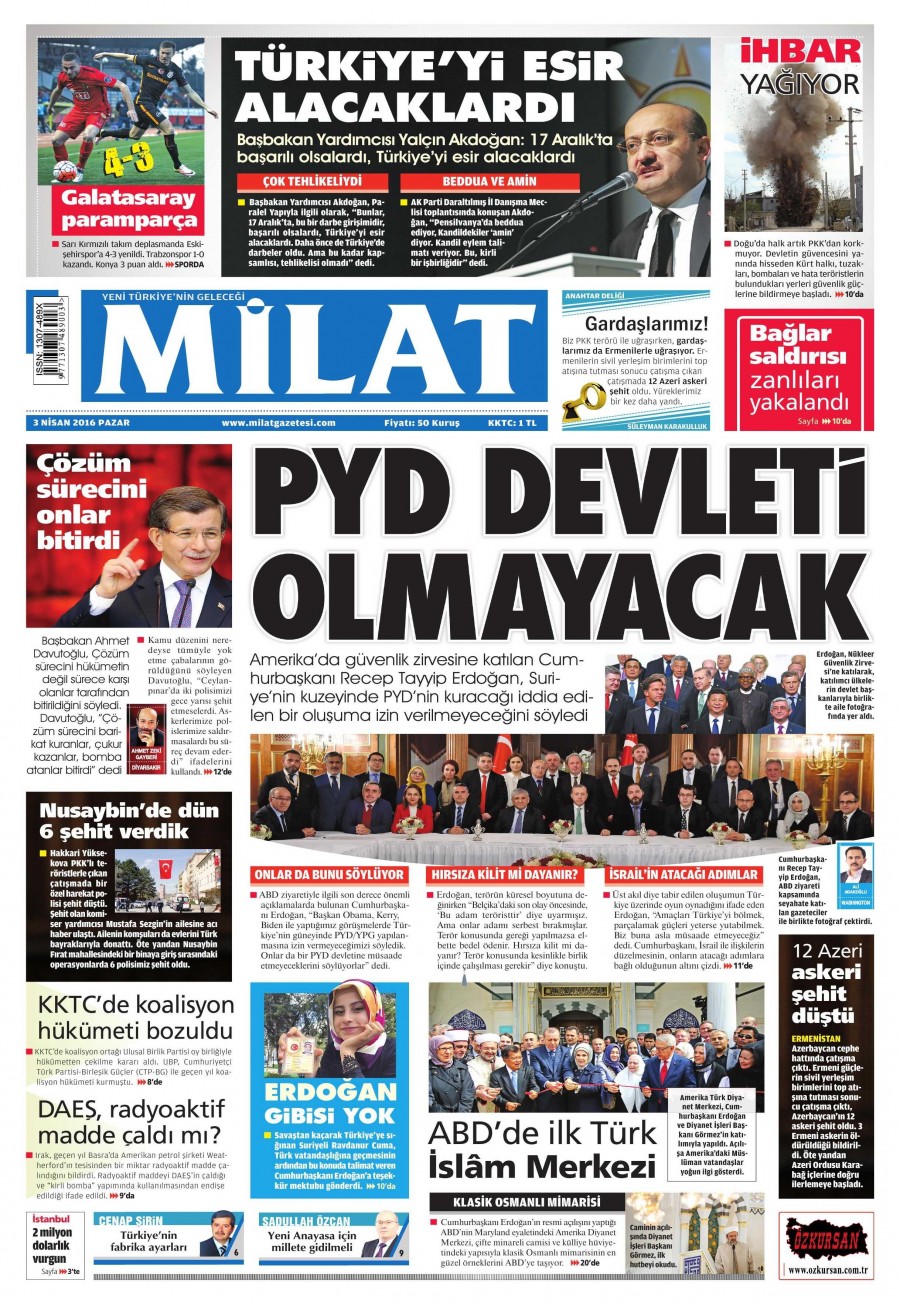 3 Nisan 2016 gazete manşetleri - 876