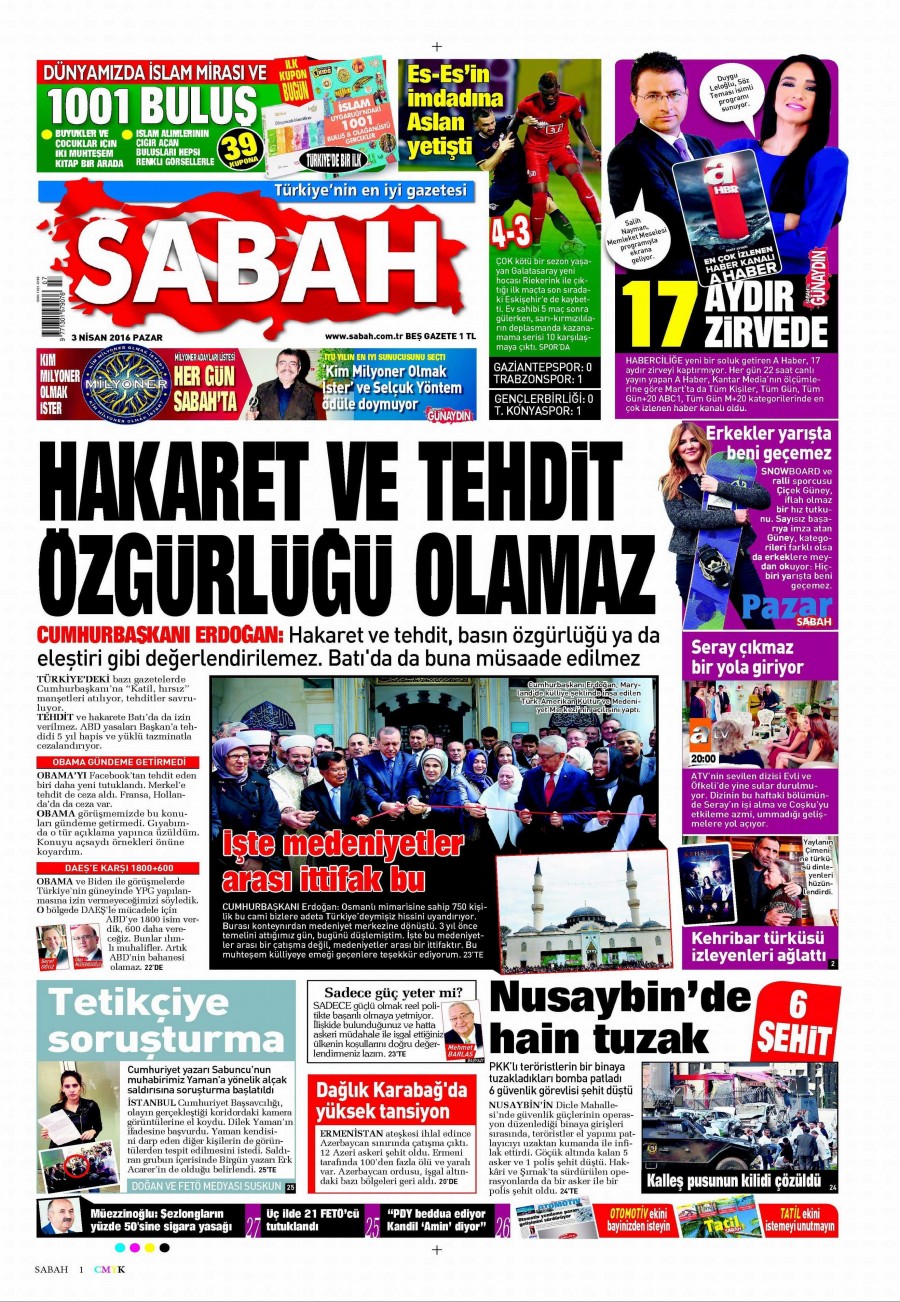 3 Nisan 2016 gazete manşetleri - 834