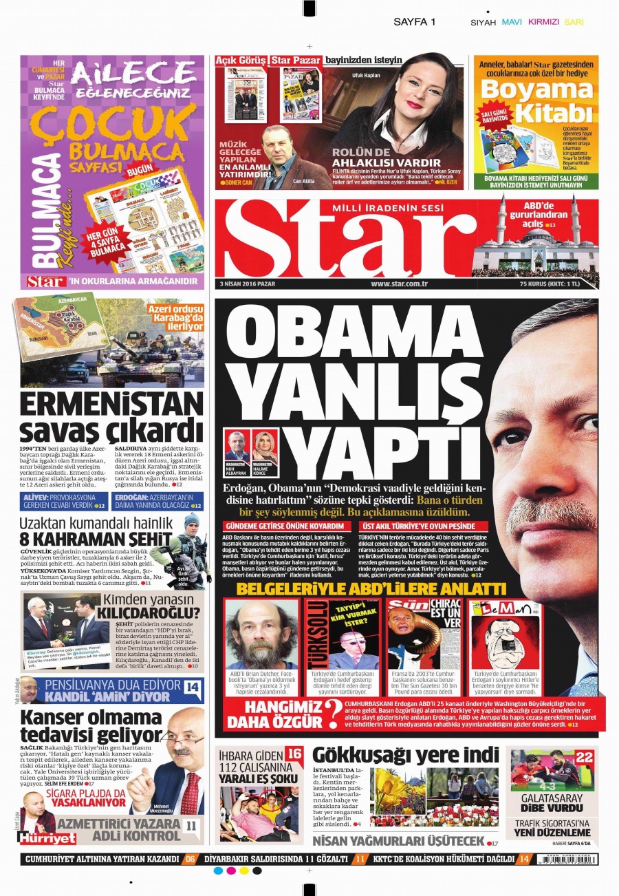 3 Nisan 2016 gazete manşetleri - 524
