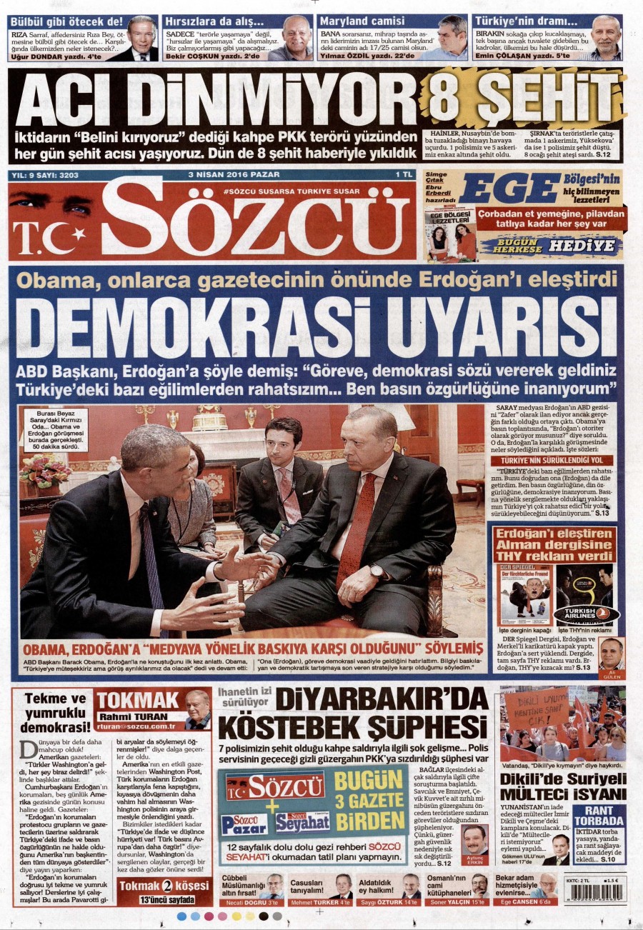 3 Nisan 2016 gazete manşetleri - 605