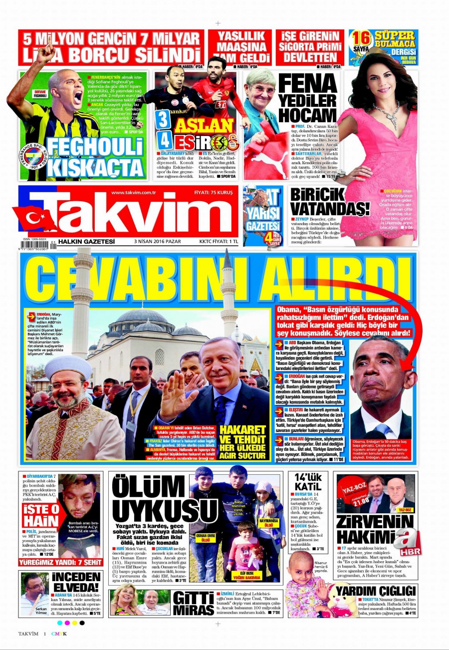 3 Nisan 2016 gazete manşetleri - 707