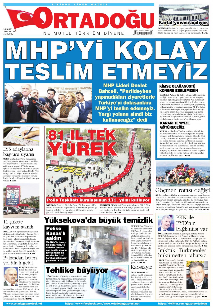 10 Nisan 2016 gazete manşetleri - 614