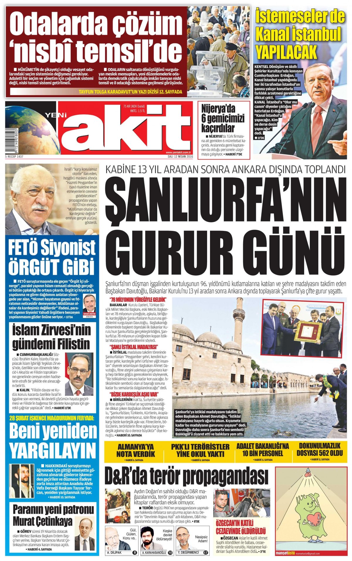 12 Nisan 2016 gazete manşetleri - 652