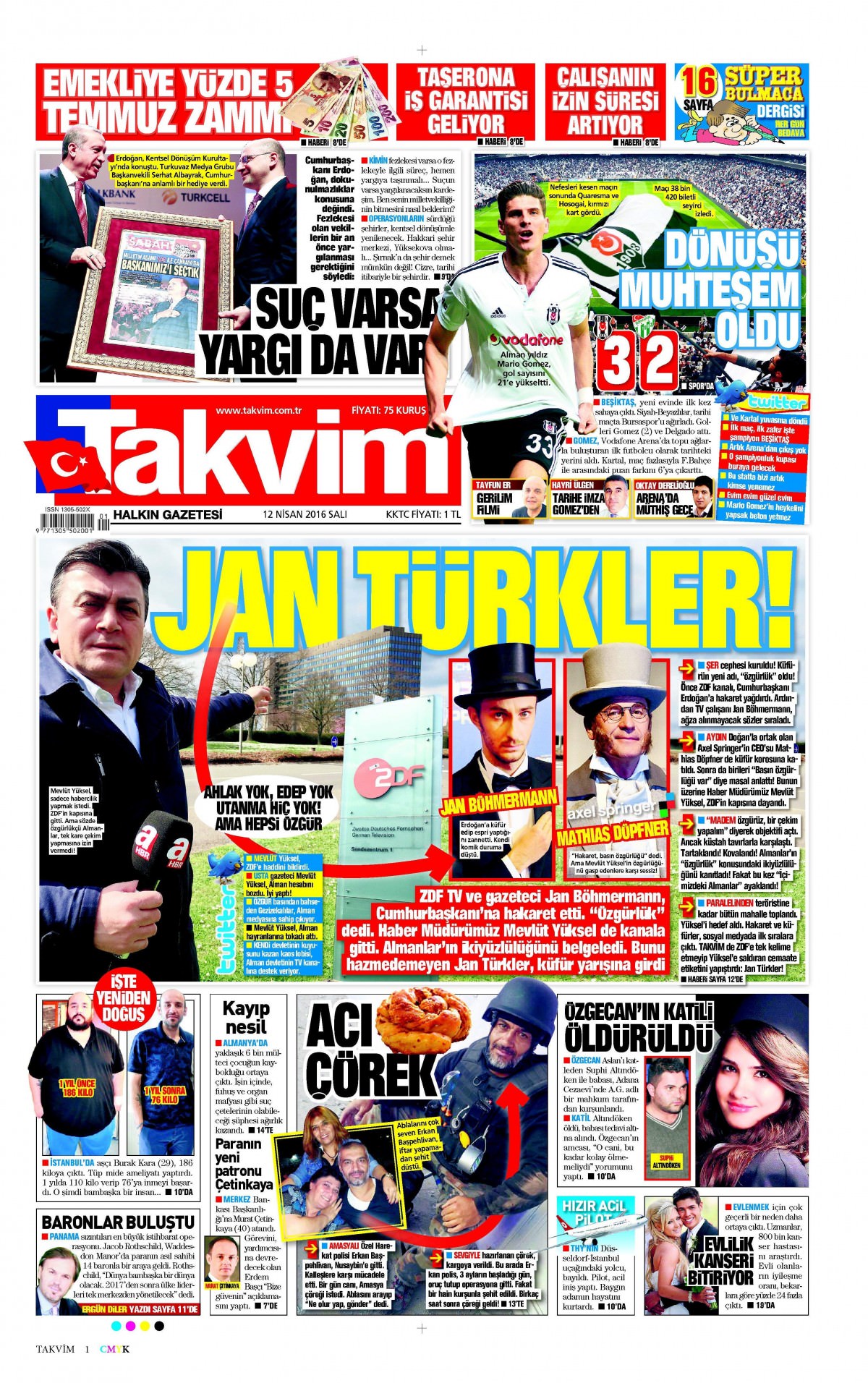 12 Nisan 2016 gazete manşetleri - 920