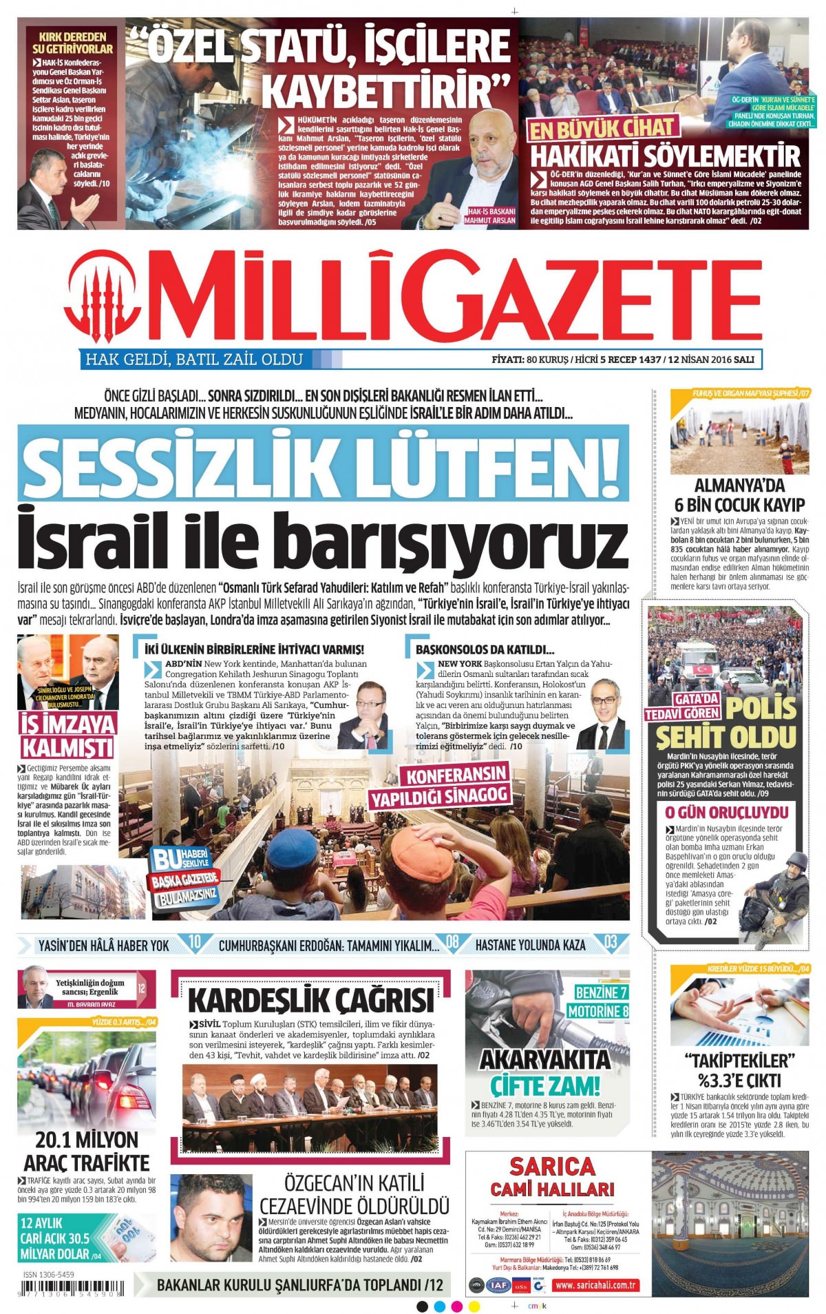 12 Nisan 2016 gazete manşetleri - 695