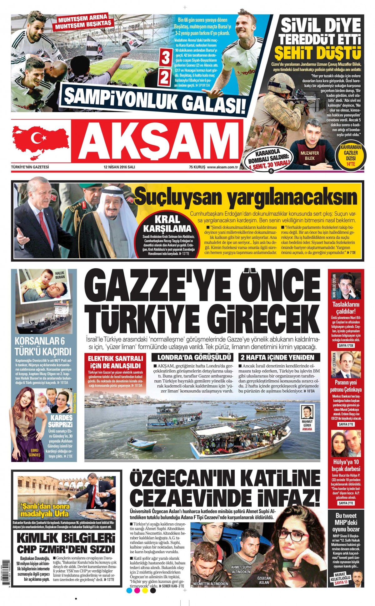 12 Nisan 2016 gazete manşetleri - 827