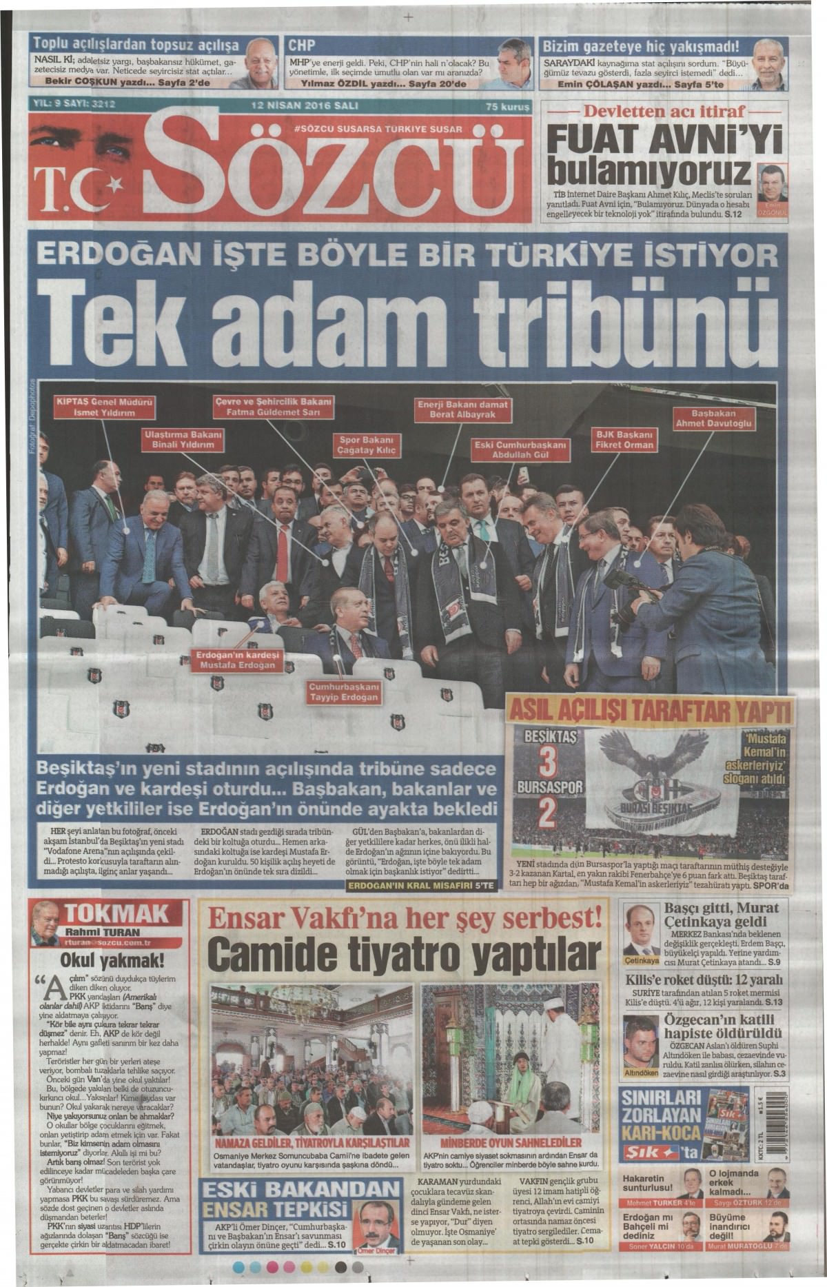 12 Nisan 2016 gazete manşetleri - 747