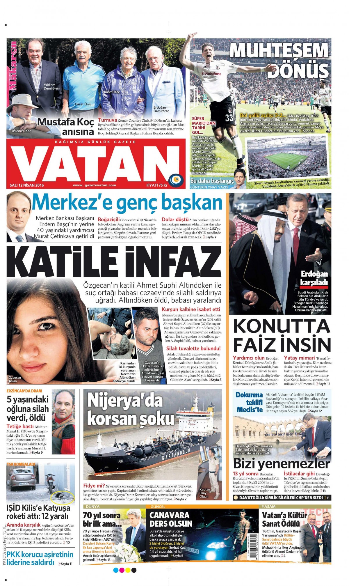 12 Nisan 2016 gazete manşetleri - 703