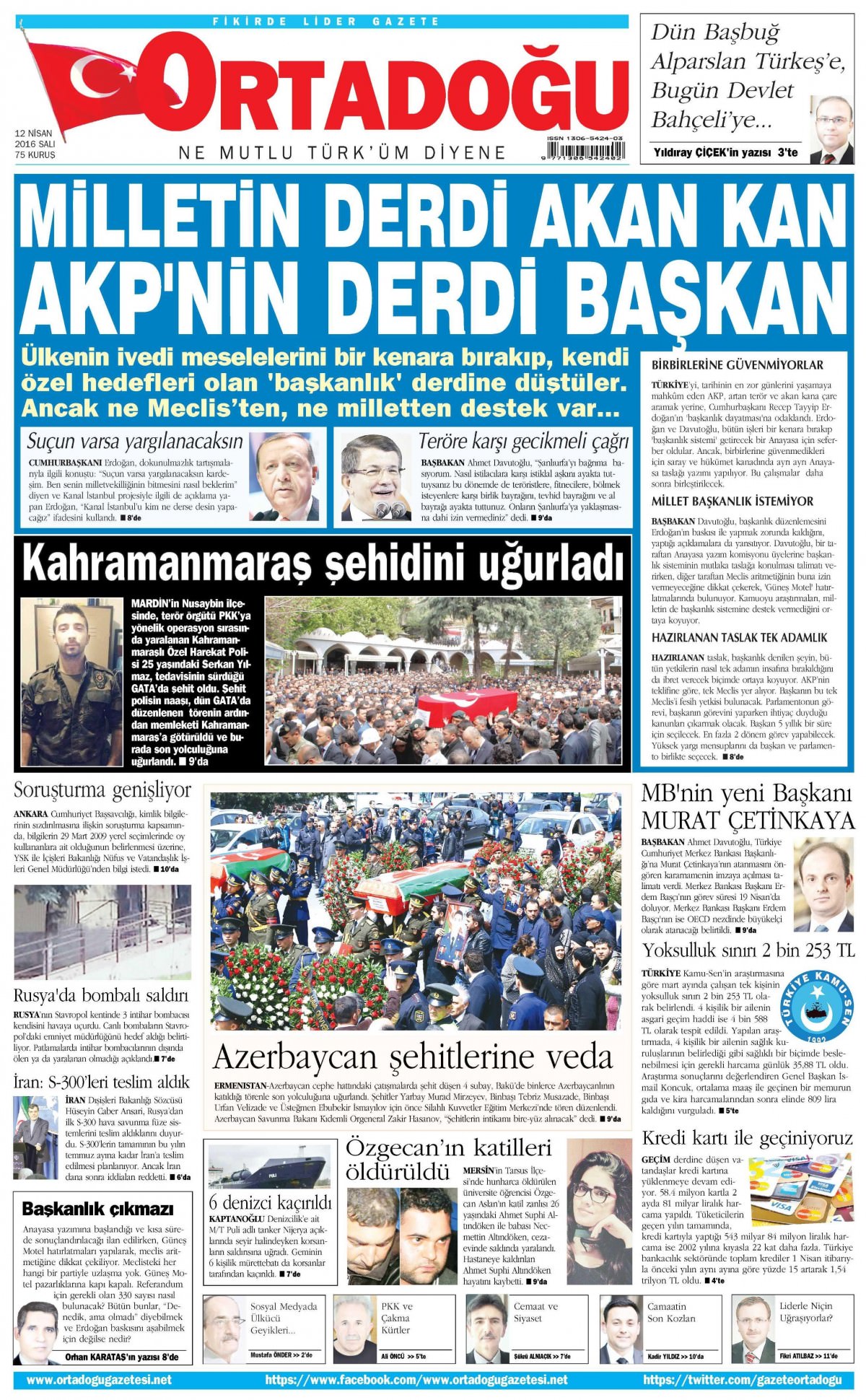 12 Nisan 2016 gazete manşetleri - 554