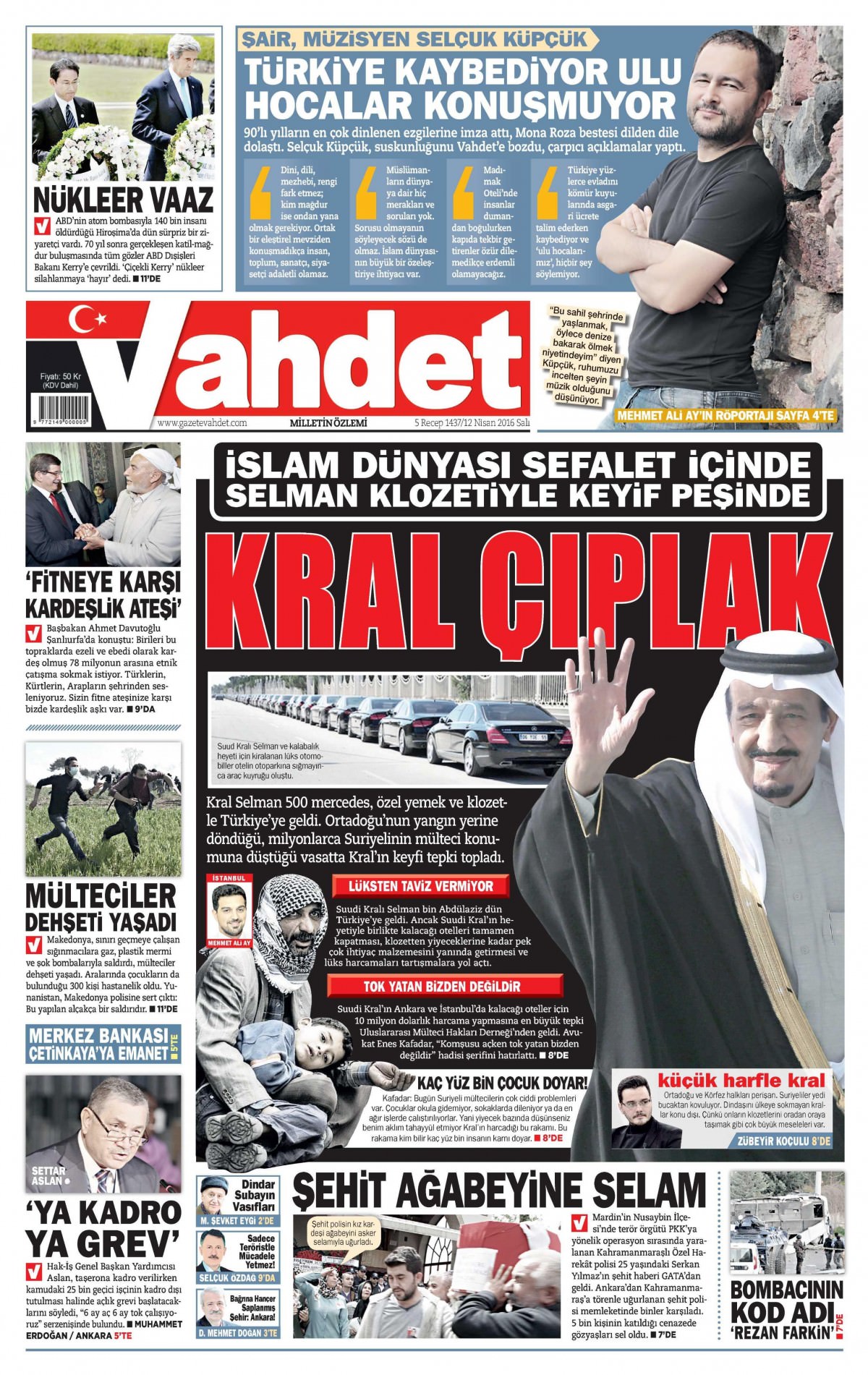 12 Nisan 2016 gazete manşetleri - 662