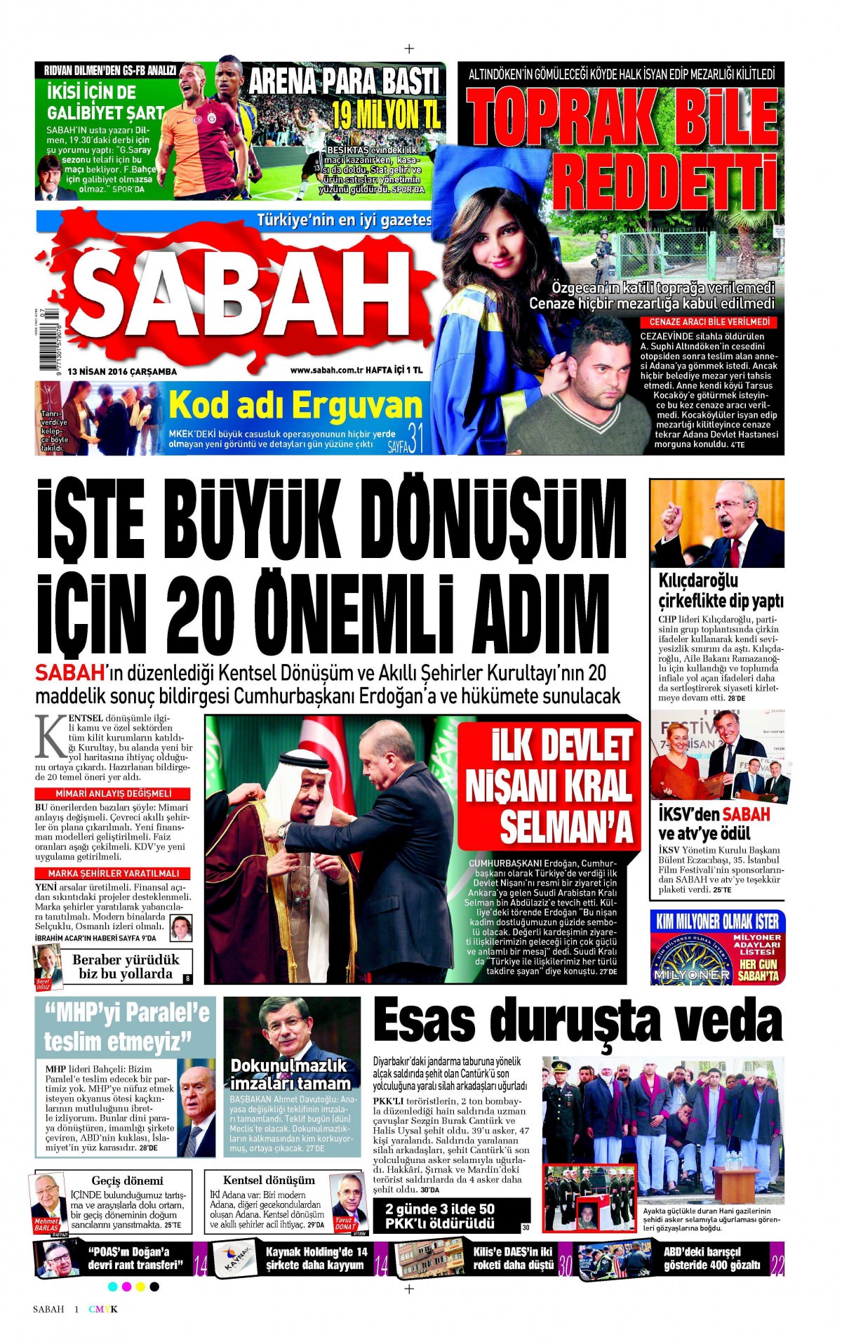 13 Nisan 2016 gazete manşetleri - 531