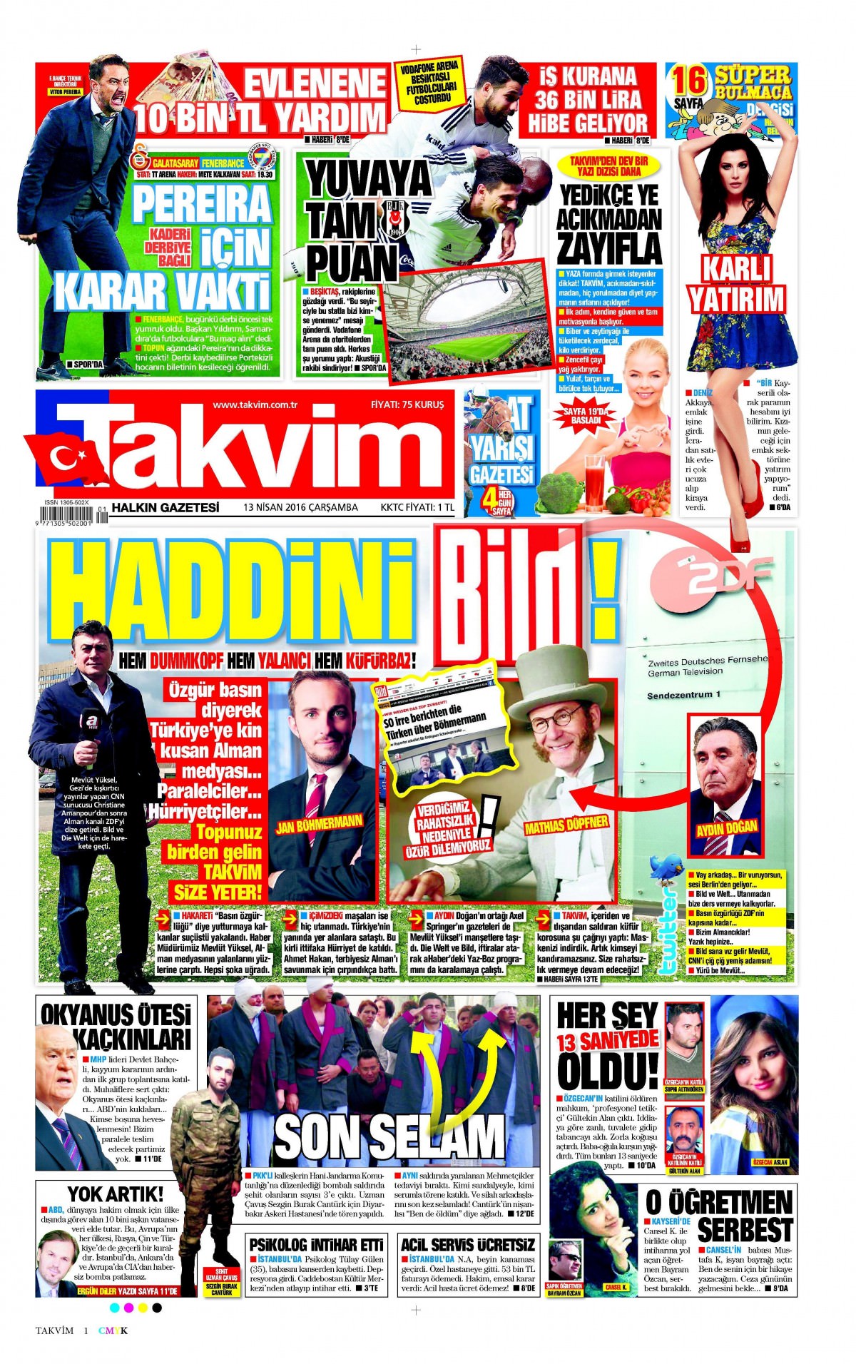 13 Nisan 2016 gazete manşetleri - 622