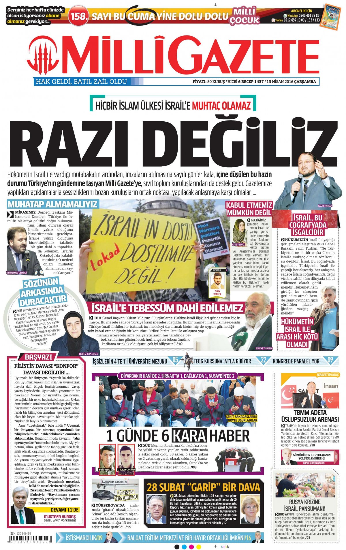 13 Nisan 2016 gazete manşetleri - 606