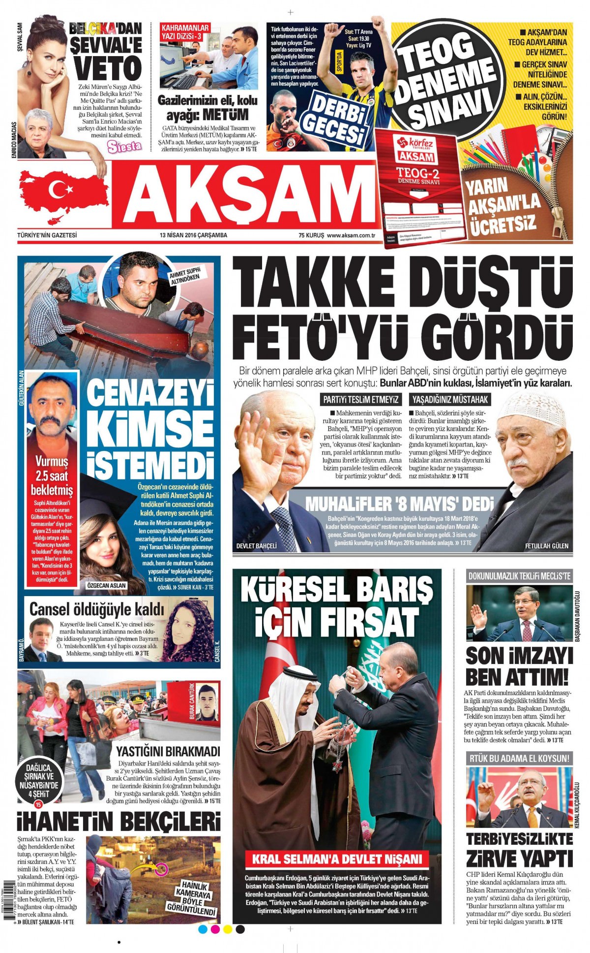 13 Nisan 2016 gazete manşetleri - 938