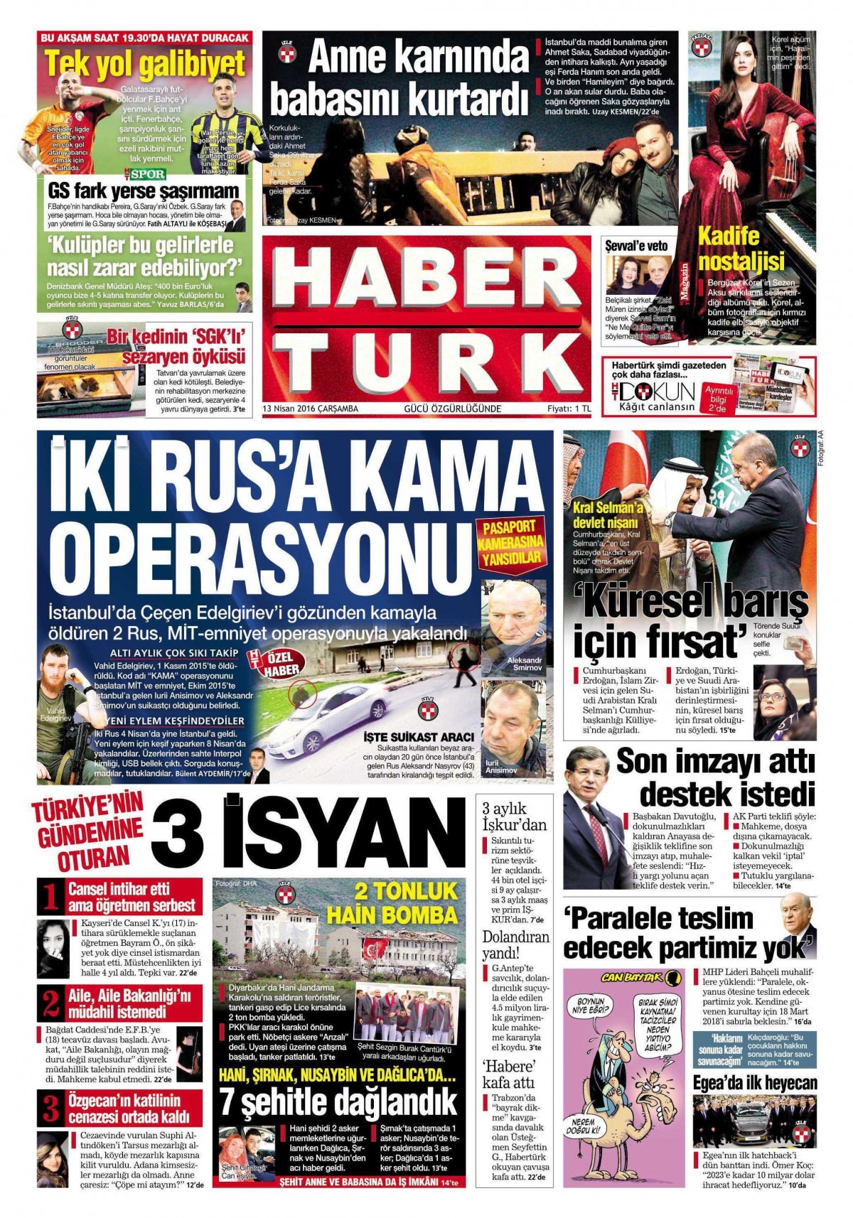 13 Nisan 2016 gazete manşetleri - 758