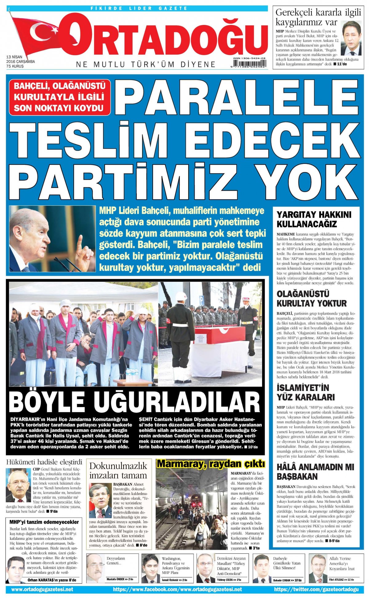 13 Nisan 2016 gazete manşetleri - 604