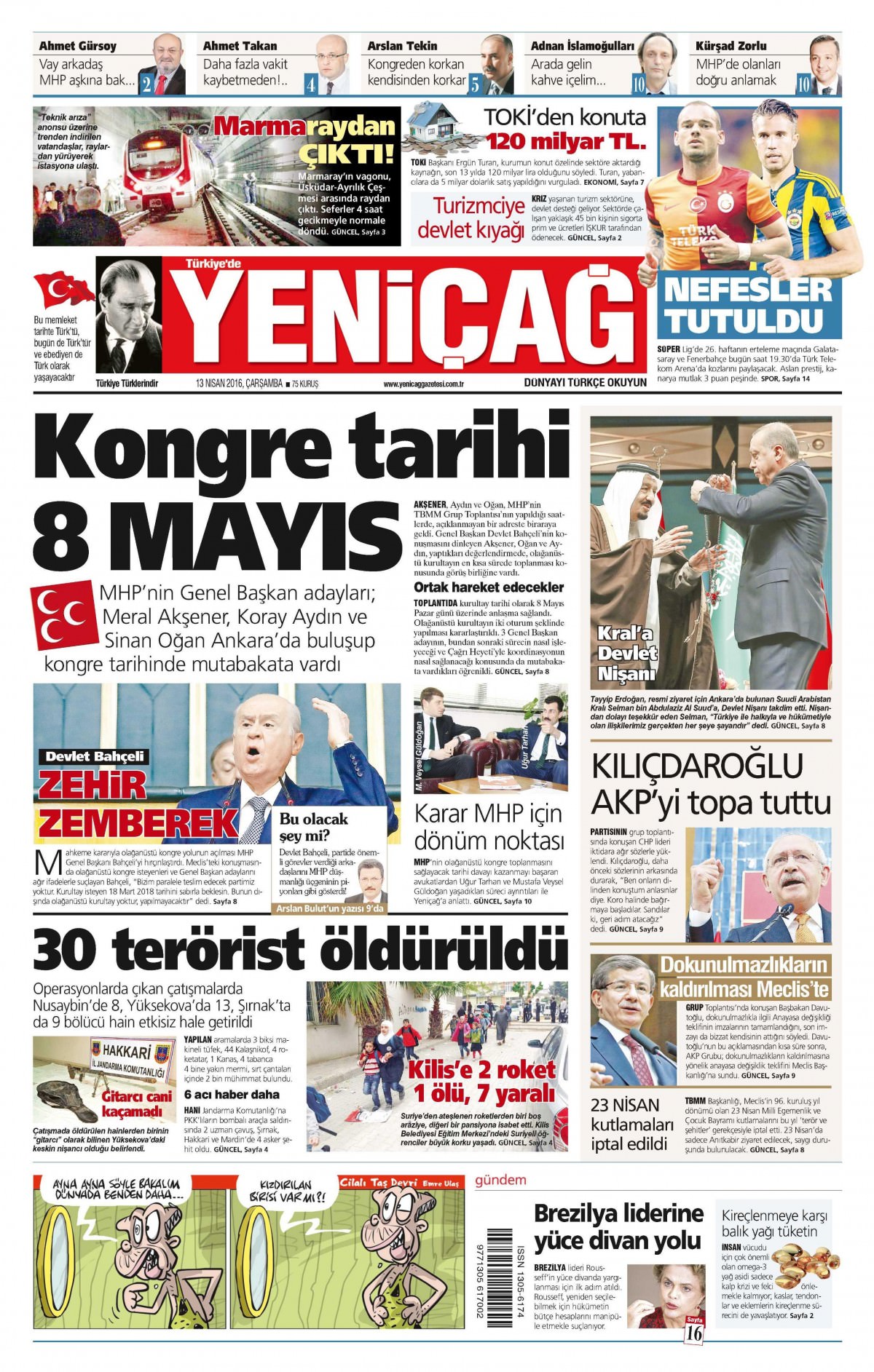 13 Nisan 2016 gazete manşetleri - 752