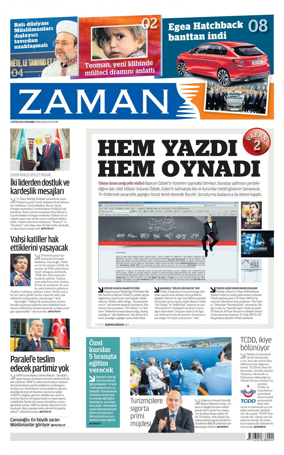 13 Nisan 2016 gazete manşetleri - 780