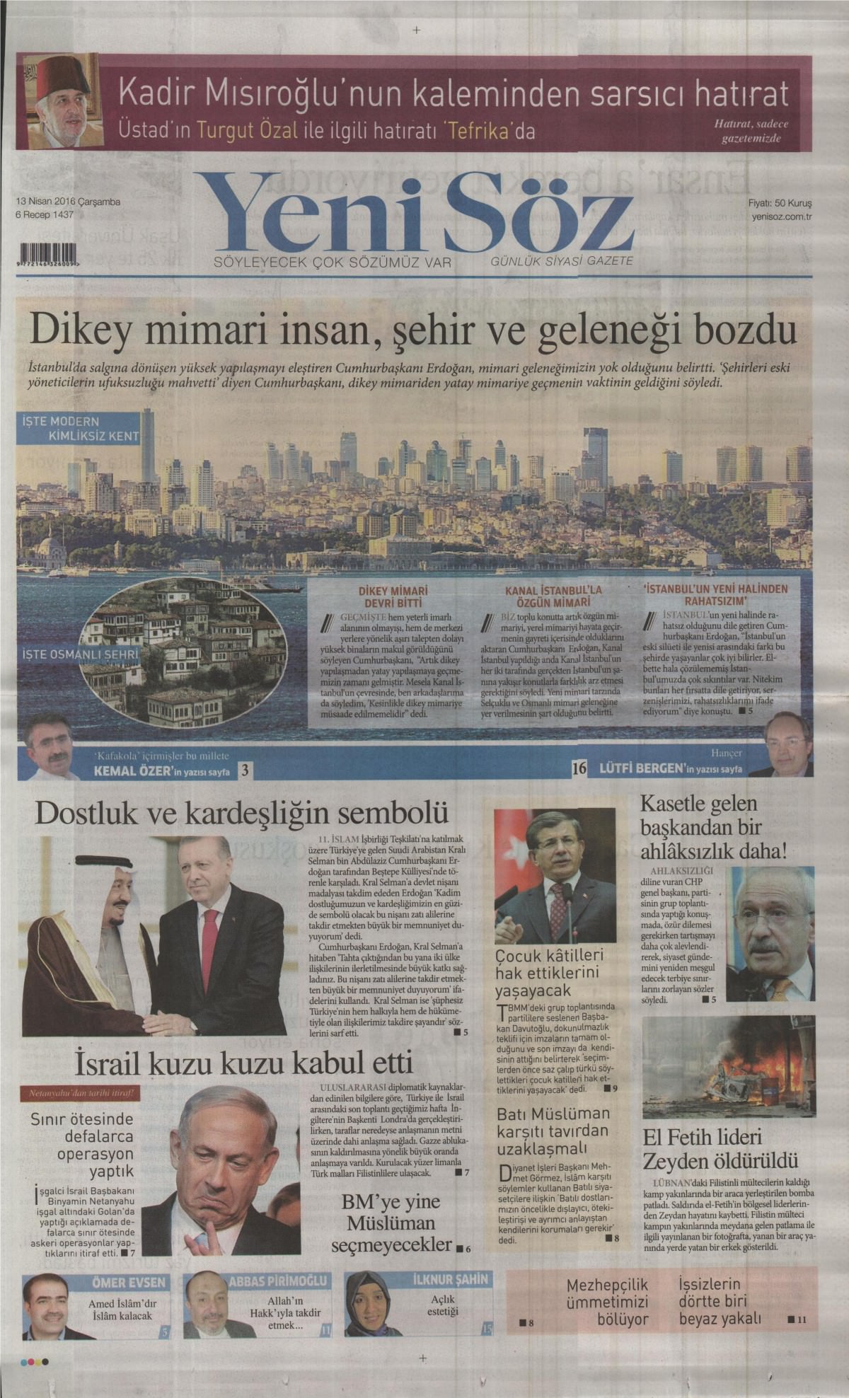 13 Nisan 2016 gazete manşetleri - 775