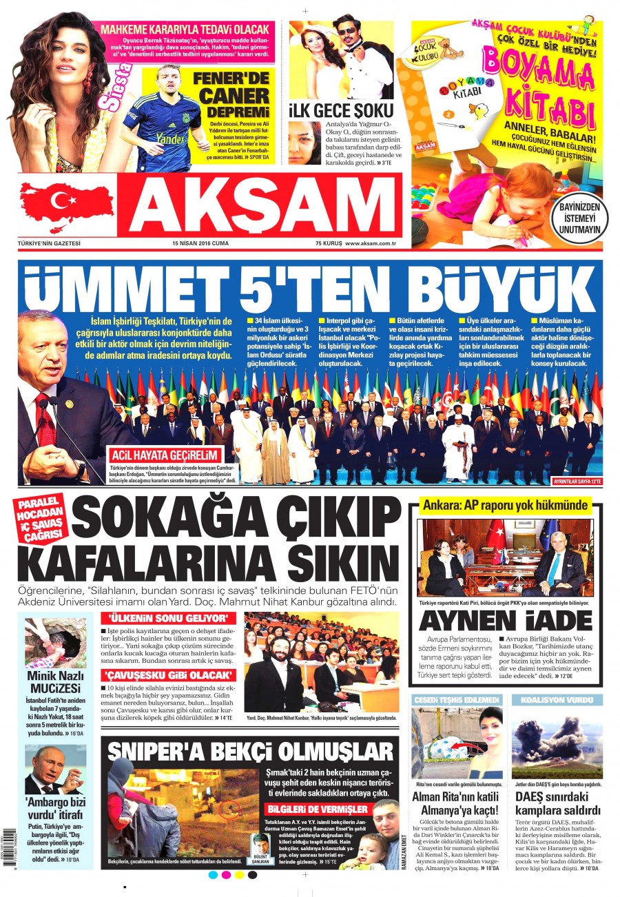15 Nisan 2016 gazete manşetleri - 664