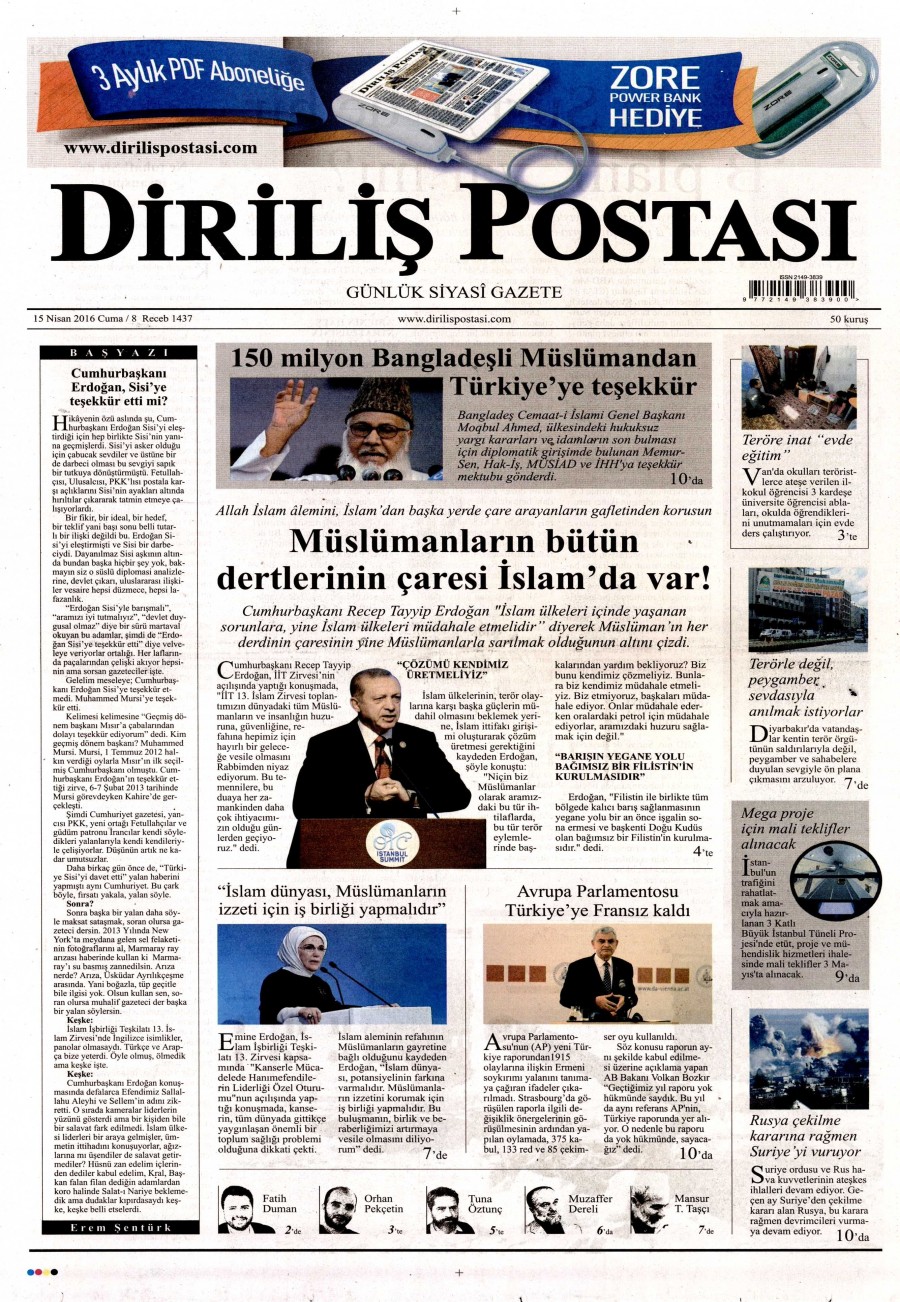 15 Nisan 2016 gazete manşetleri - 774