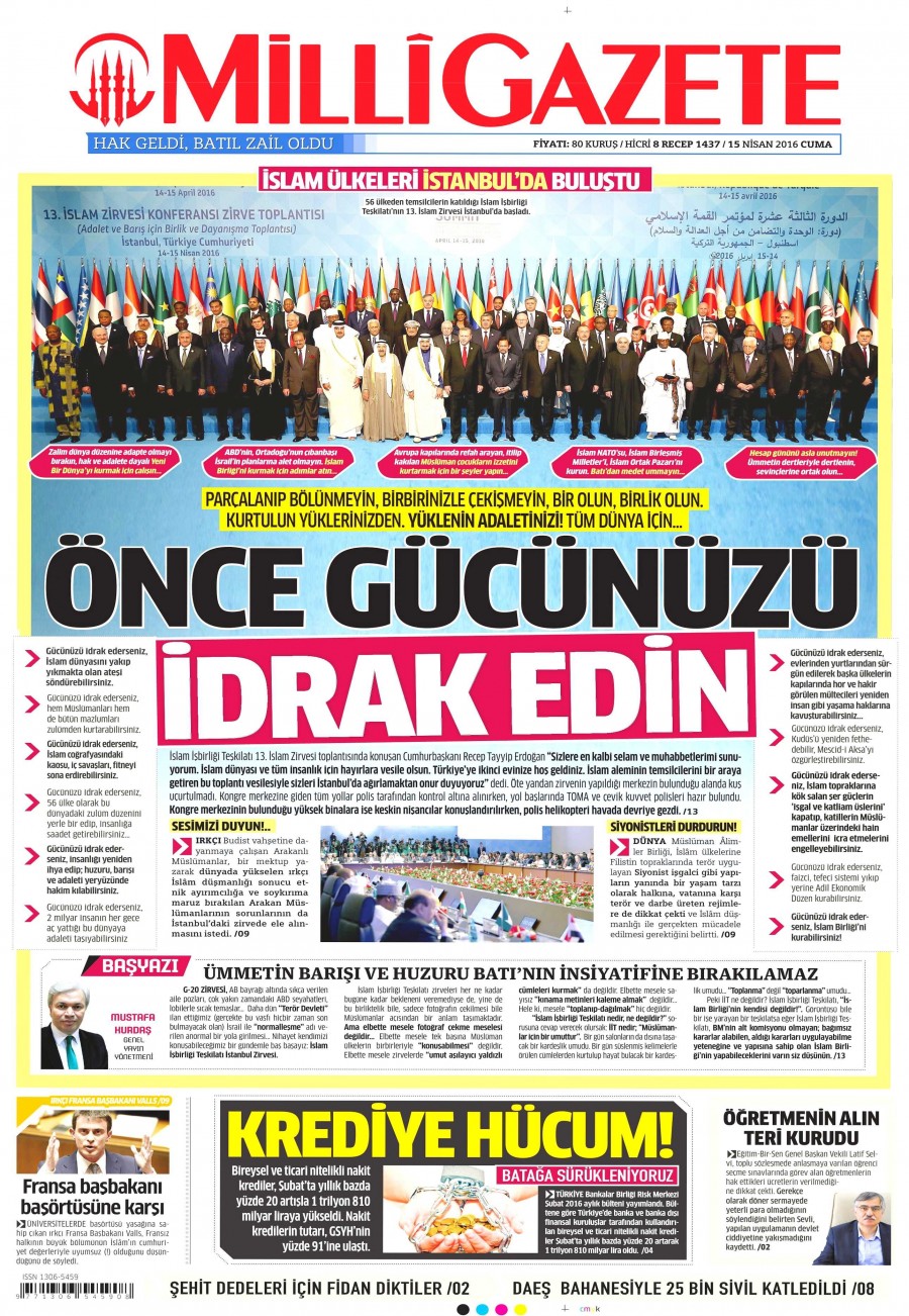 15 Nisan 2016 gazete manşetleri - 554