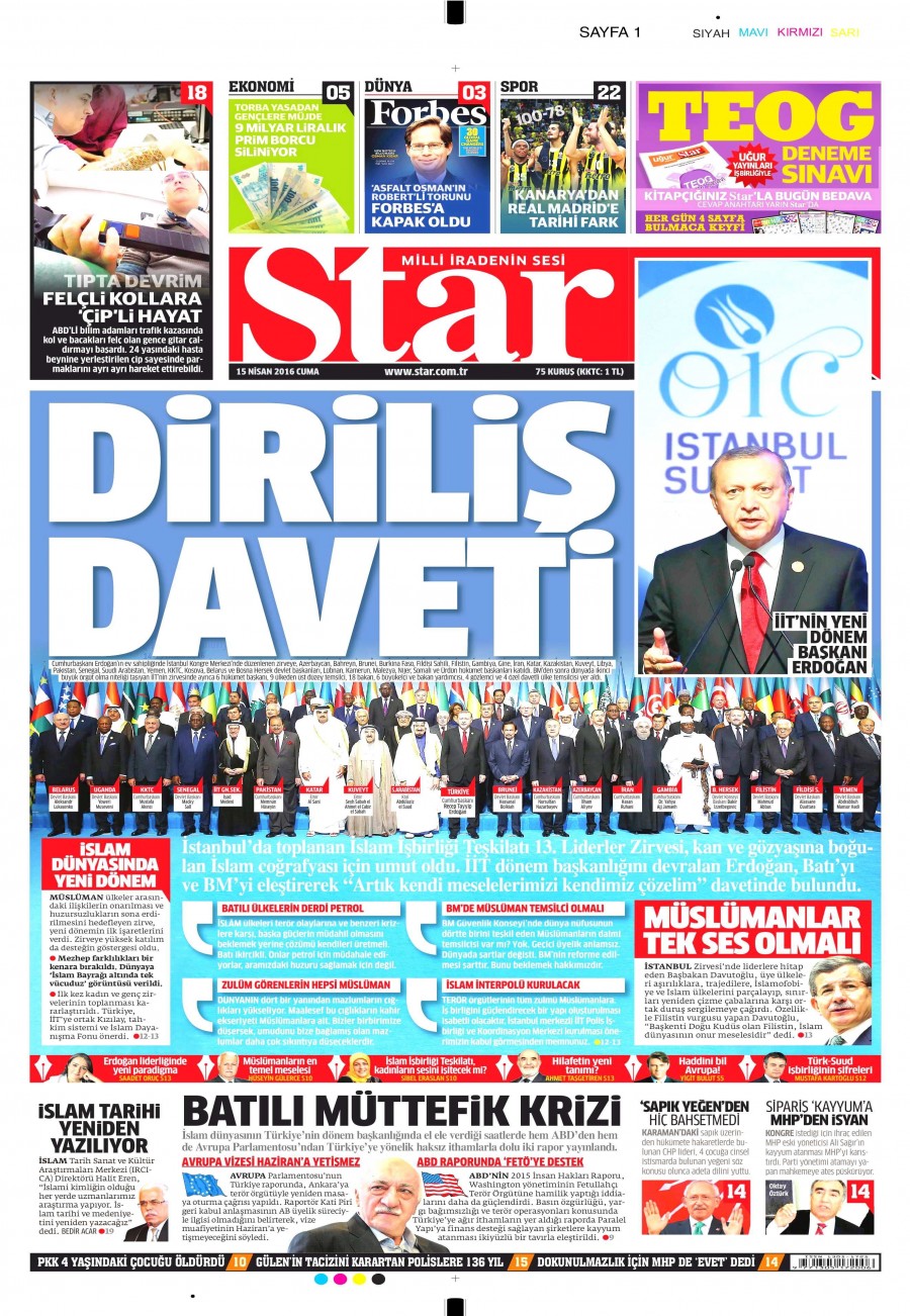 15 Nisan 2016 gazete manşetleri - 595