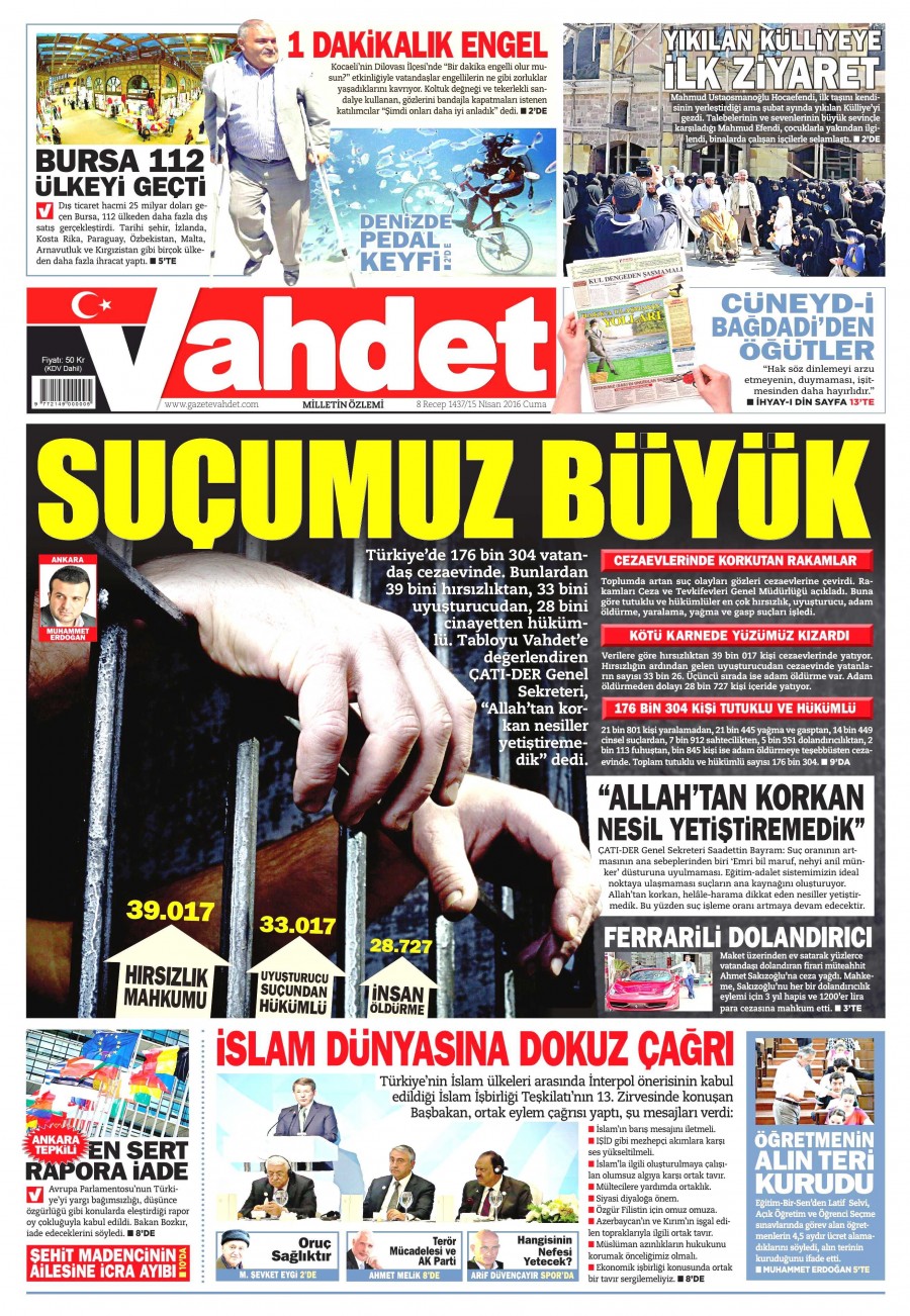 15 Nisan 2016 gazete manşetleri - 578