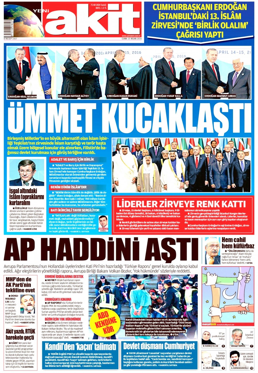 15 Nisan 2016 gazete manşetleri - 535