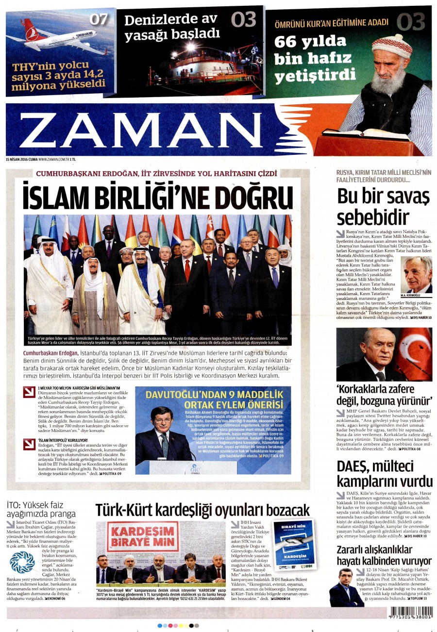 15 Nisan 2016 gazete manşetleri - 654