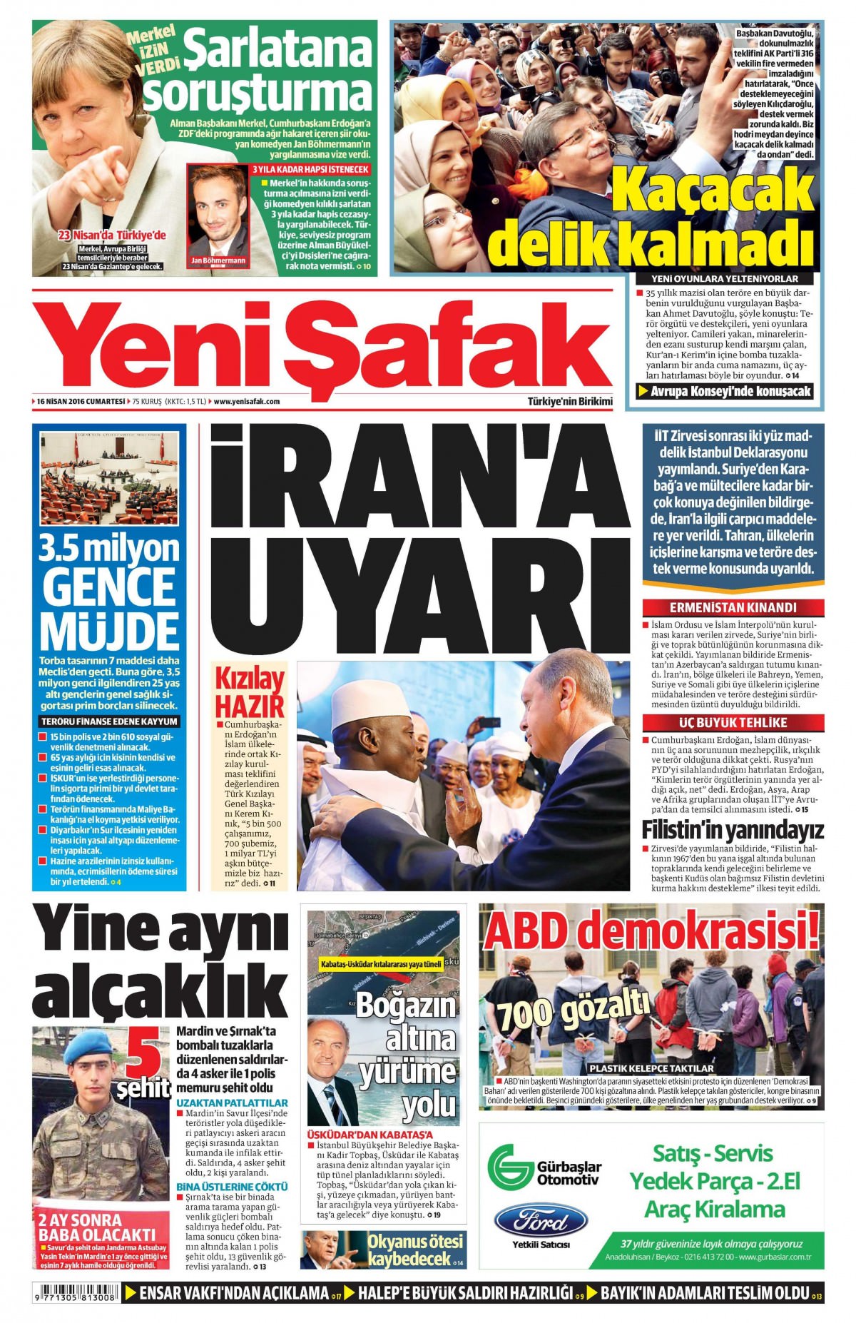 16 Nisan 2016 gazete manşetleri - 878